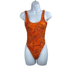 Vintage Y2K Ed Hardy Firebird/Phoenix One Piece Swimsuit NWT S Orange Deadstock